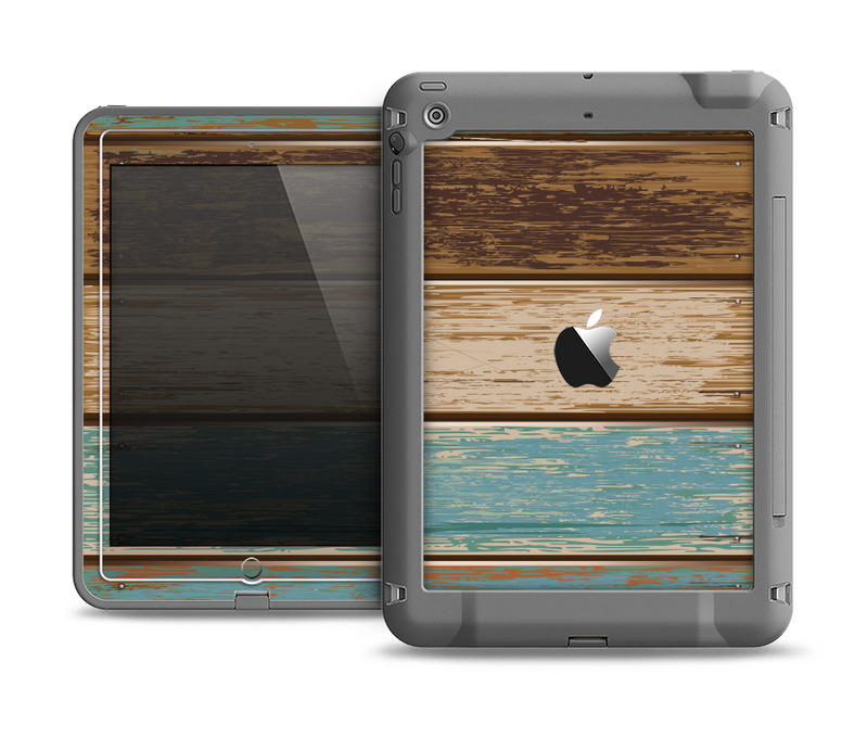 The Wooden Planks with Chipped Green and Brown Paint Apple iPad Air LifeProof Fre Case Skin Set