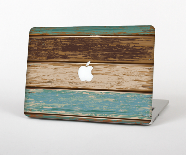 The Wooden Planks with Chipped Green and Brown Paint Skin Set for the Apple MacBook Pro 15" with Retina Display