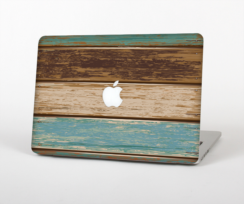 The Wooden Planks with Chipped Green and Brown Paint Skin Set for the Apple MacBook Pro 13"   (A1278)