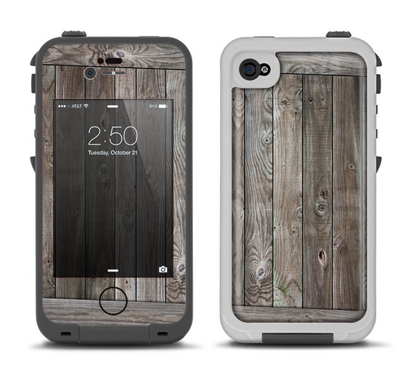 The Wooden Wall-Panel Apple iPhone 4-4s LifeProof Fre Case Skin Set