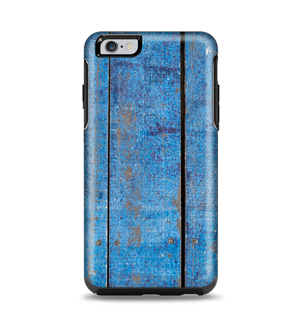 The Worn Blue Paint on Wooden Planks Apple iPhone 6 Plus Otterbox Symmetry Case Skin Set