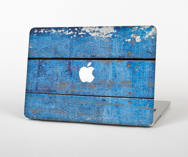 The Worn Blue Paint on Wooden Planks Skin Set for the Apple MacBook Pro 15"