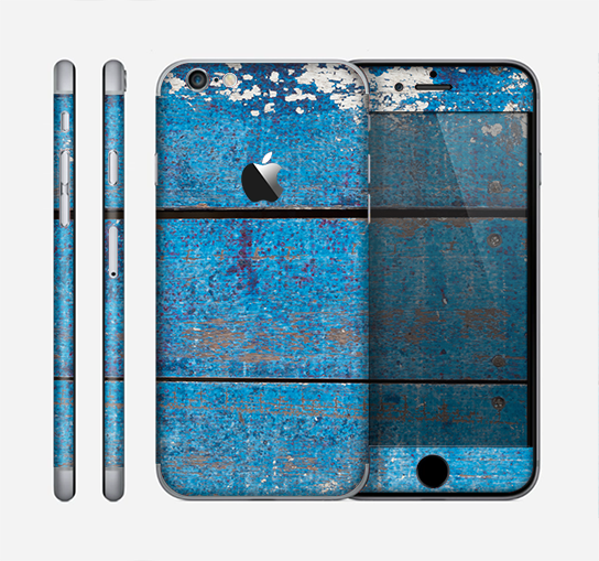 The Worn Blue Paint on Wooden Planks Skin for the Apple iPhone 6