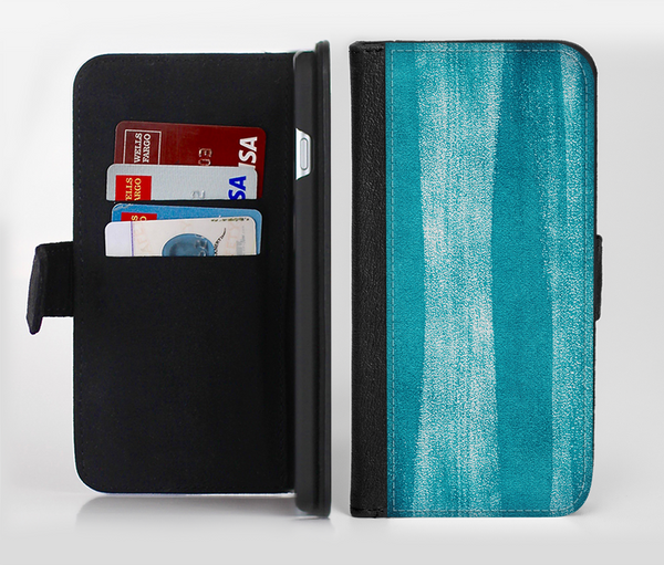 The Worn Blue Texture Ink-Fuzed Leather Folding Wallet Credit-Card Case for the Apple iPhone 6/6s, 6/6s Plus, 5/5s and 5c