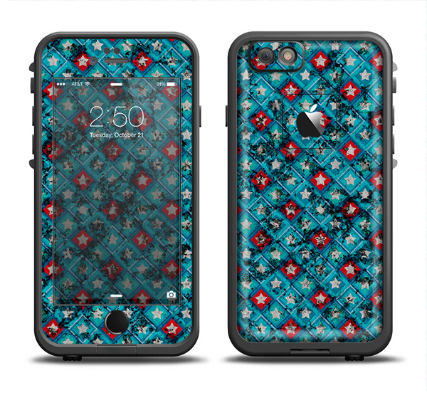 The Worn Dark Blue Checkered Starry Pattern Apple iPhone 6/6s Plus LifeProof Fre Case Skin Set