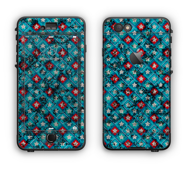 The Worn Dark Blue Checkered Starry Pattern Apple iPhone 6 LifeProof Nuud Case Skin Set