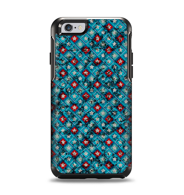 The Worn Dark Blue Checkered Starry Pattern Apple iPhone 6 Otterbox Symmetry Case Skin Set