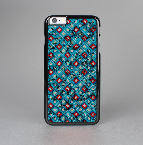 The Worn Dark Blue Checkered Starry Pattern Skin-Sert Case for the Apple iPhone 6 Plus