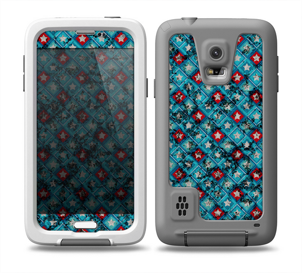 The Worn Dark Blue Checkered Starry Pattern Skin for the Samsung Galaxy S5 frē LifeProof Case