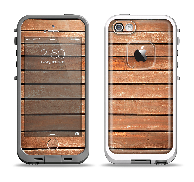 The Worn Wooden Panks Apple iPhone 5-5s LifeProof Fre Case Skin Set