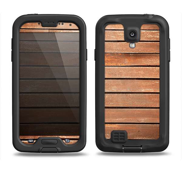 The Worn Wooden Panks Samsung Galaxy S4 LifeProof Nuud Case Skin Set