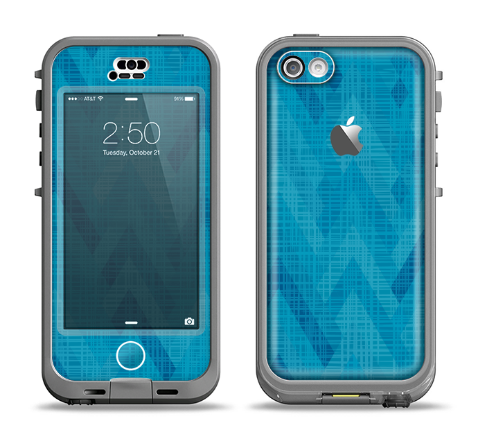 The Woven Blue Sharp Chevron Pattern V3 Apple iPhone 5c LifeProof Nuud Case Skin Set