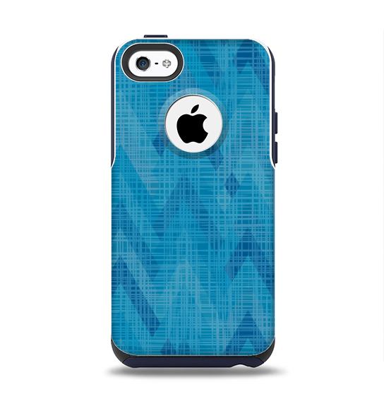 The Woven Blue Sharp Chevron Pattern V3 Apple iPhone 5c Otterbox Commuter Case Skin Set