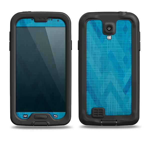 The Woven Blue Sharp Chevron Pattern V3 Samsung Galaxy S4 LifeProof Nuud Case Skin Set