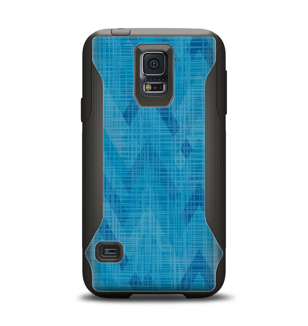 The Woven Blue Sharp Chevron Pattern V3 Samsung Galaxy S5 Otterbox Commuter Case Skin Set