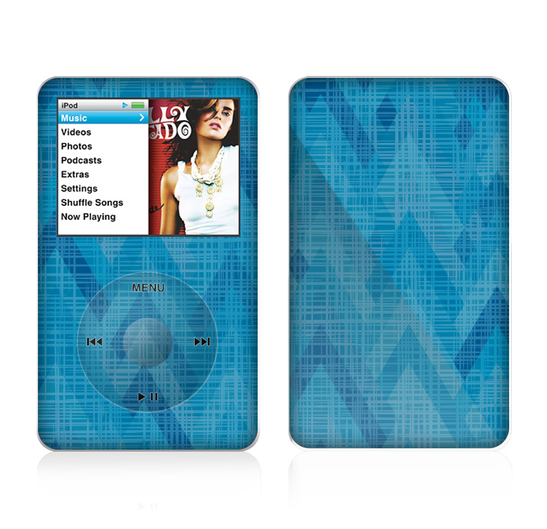 The Woven Blue Sharp Chevron Pattern V3 Skin For The Apple iPod Classic