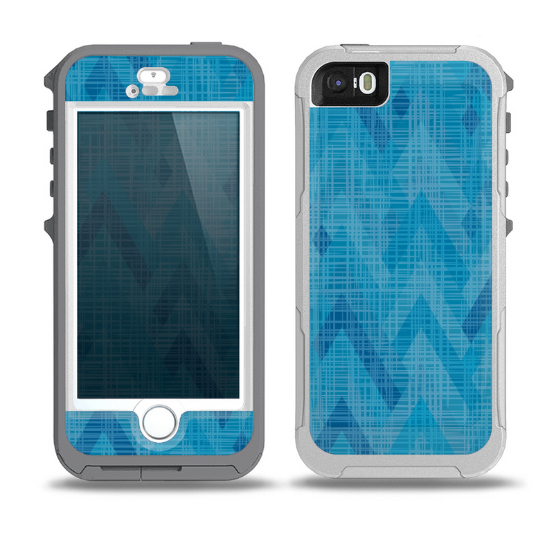 The Woven Blue Sharp Chevron Pattern V3 Skin for the iPhone 5-5s OtterBox Preserver WaterProof Case
