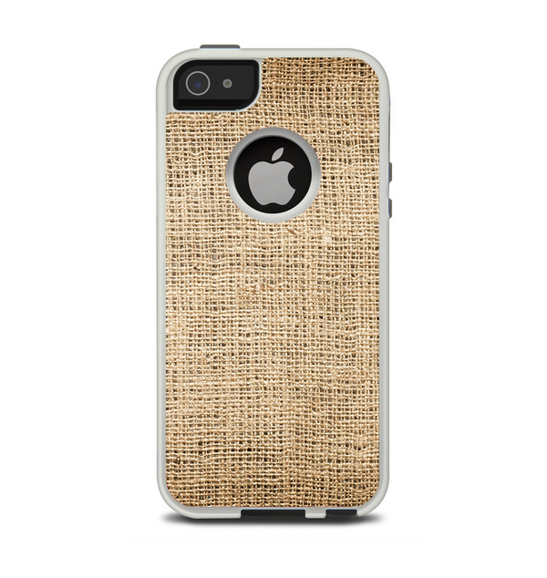 The Woven Fabric Over Aged Wood Apple iPhone 5-5s Otterbox Commuter Case Skin Set