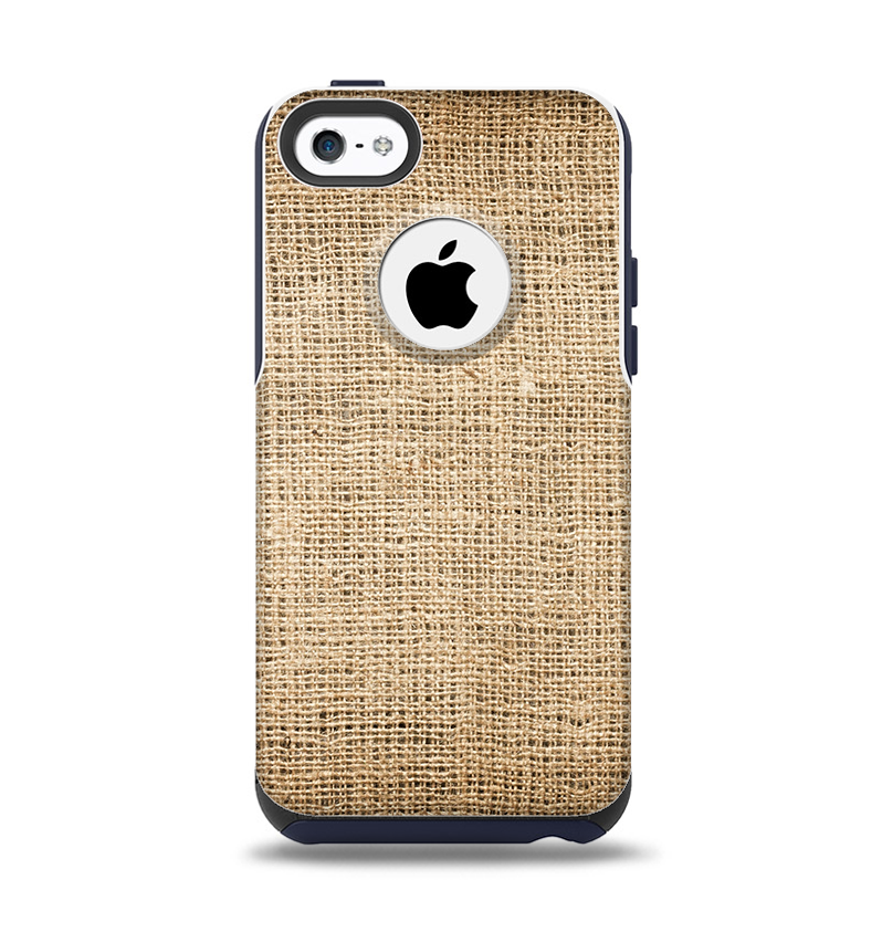 The Woven Fabric Over Aged Wood Apple iPhone 5c Otterbox Commuter Case Skin Set