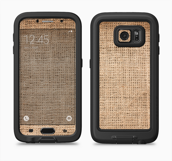 The Woven Fabric Over Aged Wood Full Body Samsung Galaxy S6 LifeProof Fre Case Skin Kit