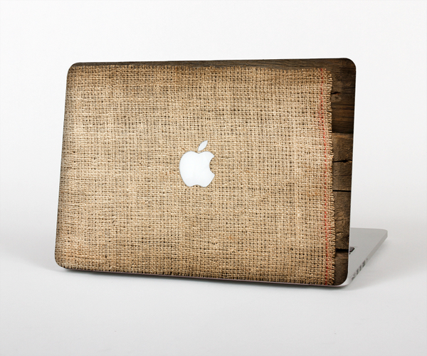 The Woven Fabric Over Aged Wood Skin Set for the Apple MacBook Pro 13" with Retina Display