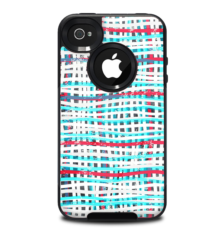 The Woven Trendy Green & Coral Skin for the iPhone 4-4s OtterBox Commuter Case
