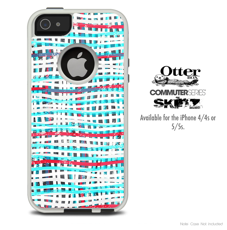 The Woven White & Blue Skin For The iPhone 4-4s or 5-5s Otterbox Commuter Case