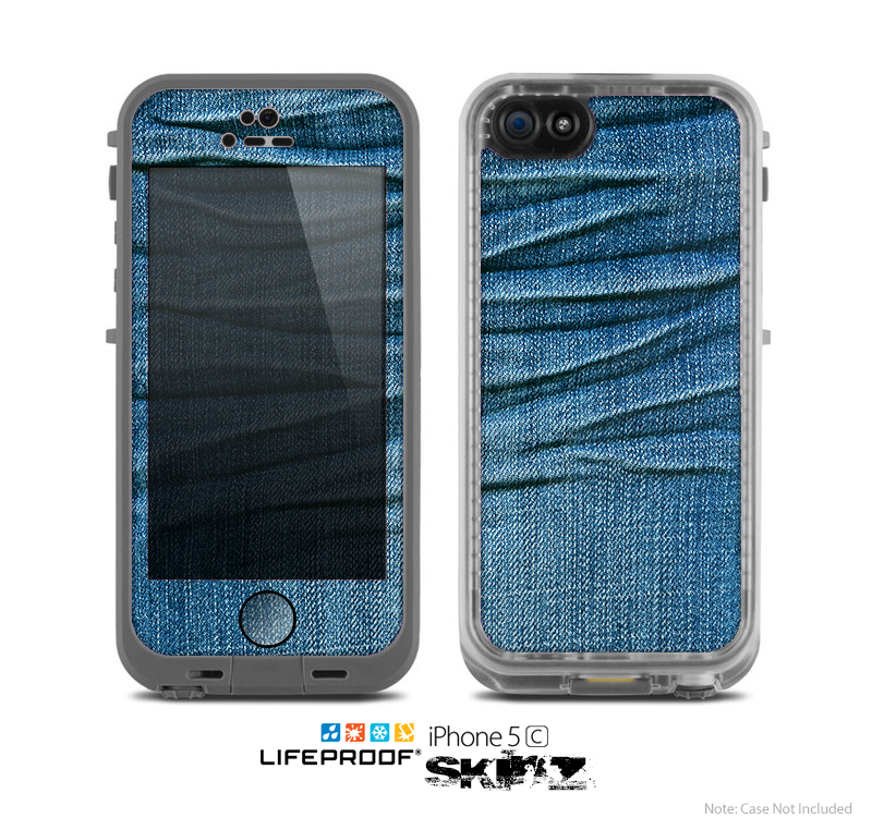 The Wrinkled Jean texture Skin for the Apple iPhone 5c LifeProof Case