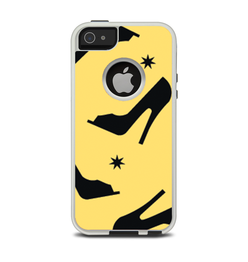 The Yellow & Black High-Heel Pattern V12 Apple iPhone 5-5s Otterbox Commuter Case Skin Set