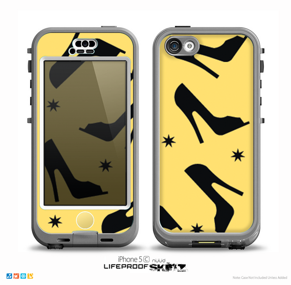 The Yellow & Black High-Heel Pattern V12 Skin for the iPhone 5c nüüd LifeProof Case