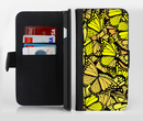 The Yellow Butterfly Bundle Ink-Fuzed Leather Folding Wallet Credit-Card Case for the Apple iPhone 6/6s, 6/6s Plus, 5/5s and 5c