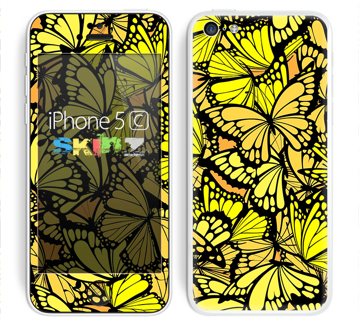 The Yellow Butterfly Bundle Skin for the Apple iPhone 5c
