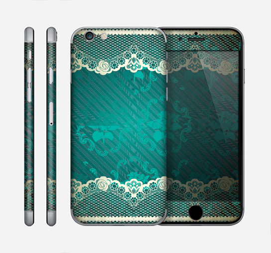 The Yellow Elegant Lace on Green Skin for the Apple iPhone 6