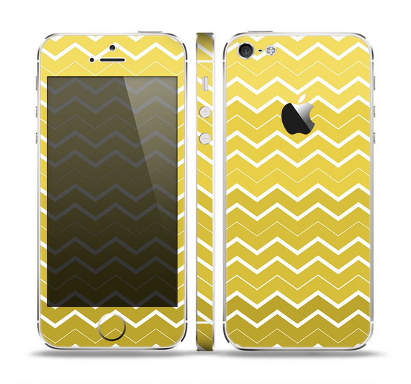 The Yellow Gradient Layered Chevron Skin Set for the Apple iPhone 5