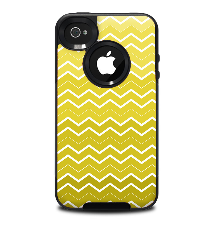 The Yellow Gradient Layered Chevron Skin for the iPhone 4-4s OtterBox Commuter Case