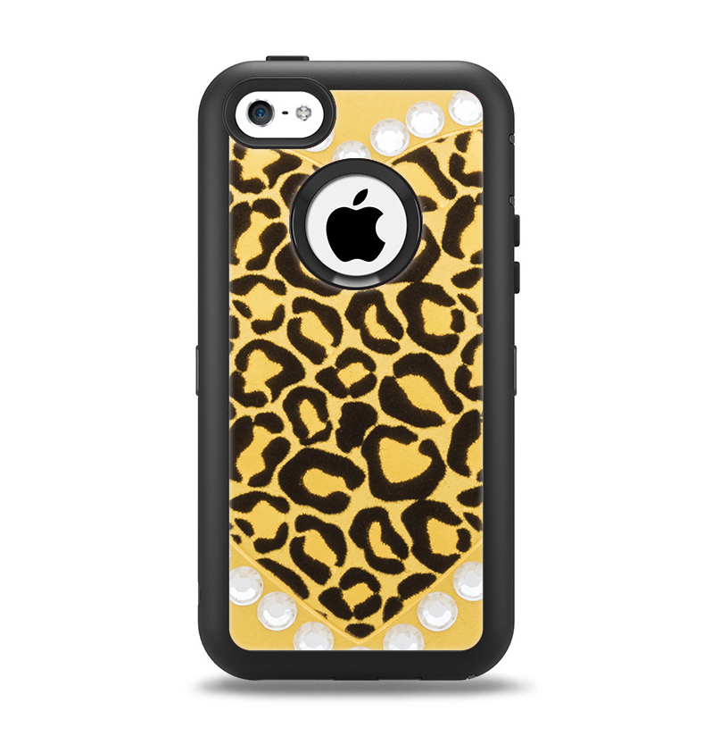 The Yellow Heart Shaped Leopard Apple iPhone 5c Otterbox Defender Case Skin Set
