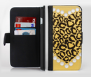 The Yellow Heart Shaped Leopard Ink-Fuzed Leather Folding Wallet Credit-Card Case for the Apple iPhone 6/6s, 6/6s Plus, 5/5s and 5c
