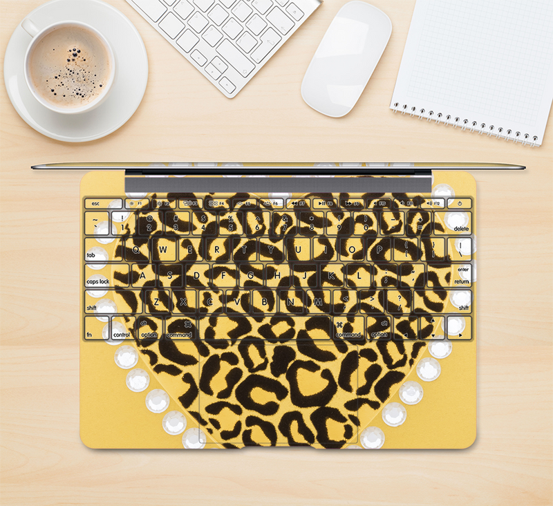 The Yellow Heart Shaped Leopard Skin Kit for the 12" Apple MacBook (A1534)
