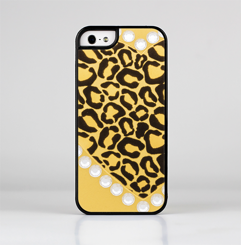 The Yellow Heart Shaped Leopard Skin-Sert Case for the Apple iPhone 5/5s