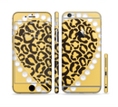 The Yellow Heart Shaped Leopard Sectioned Skin Series for the Apple iPhone 6s Plus