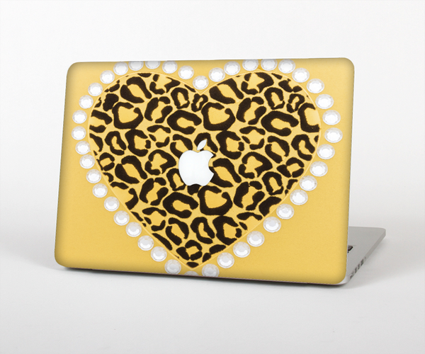 The Yellow Heart Shaped Leopard Skin Set for the Apple MacBook Pro 15" with Retina Display