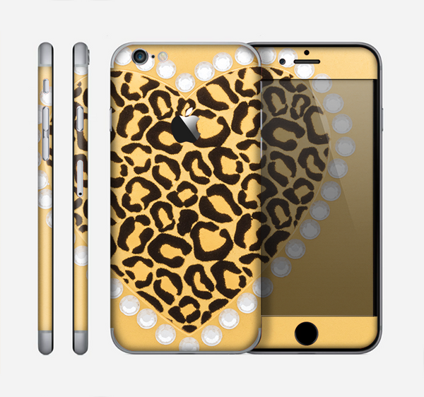 The Yellow Heart Shaped Leopard Skin for the Apple iPhone 6