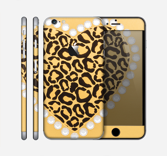 The Yellow Heart Shaped Leopard Skin for the Apple iPhone 6 Plus