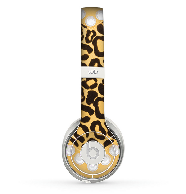 The Yellow Heart Shaped Leopard Skin for the Beats by Dre Solo 2 Headphones
