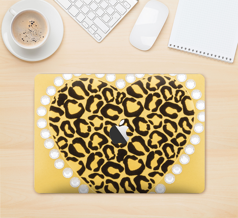 The Yellow Heart Shaped Leopard Skin Kit for the 12" Apple MacBook (A1534)