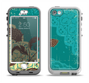 The Yellow Lace and Flower on Teal Apple iPhone 5-5s LifeProof Nuud Case Skin Set