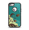 The Yellow Lace and Flower on Teal Apple iPhone 5-5s Otterbox Defender Case Skin Set