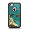 The Yellow Lace and Flower on Teal Apple iPhone 5c Otterbox Defender Case Skin Set