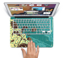 The Yellow Lace and Flower on Teal Skin Set for the Apple MacBook Pro 15" with Retina Display
