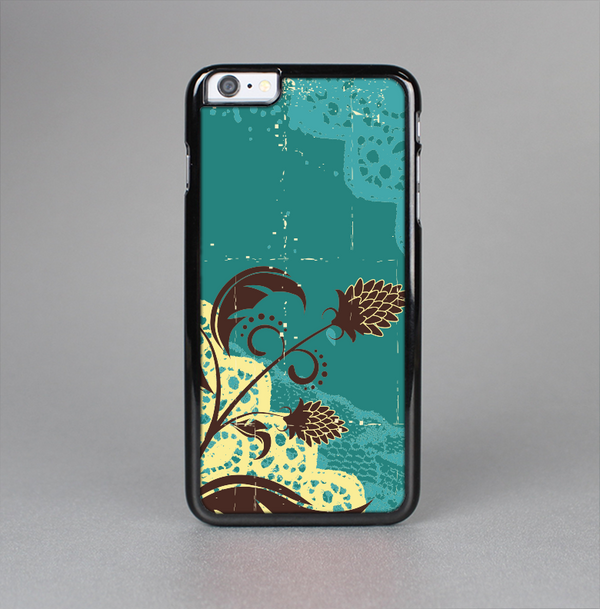 The Yellow Lace and Flower on Teal Skin-Sert Case for the Apple iPhone 6 Plus